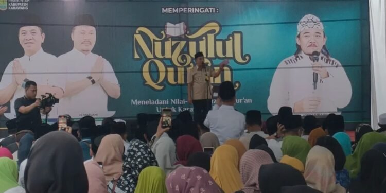 Bupati Karawang Aep Syaepuloh Peringati Nuzurul Quran Sekaligus Tarling di Mesjid At-Taubah Wanajaya Teluk Jambe Barat